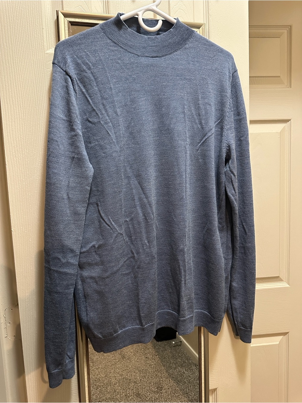 ASOS Design Men’s XXL Light Blue Mock Neck 100 Percent Merino Wool